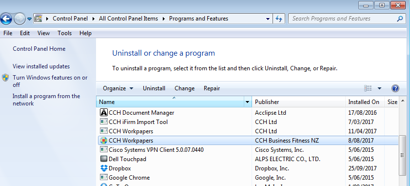 Check the CCH Workpapers Add-in is installed